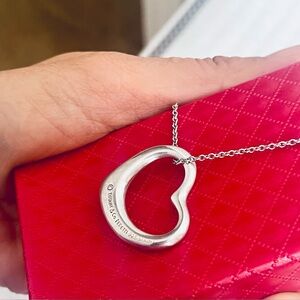 Tiffany & Co. Large 925 Silver Heart Pendant Necklace